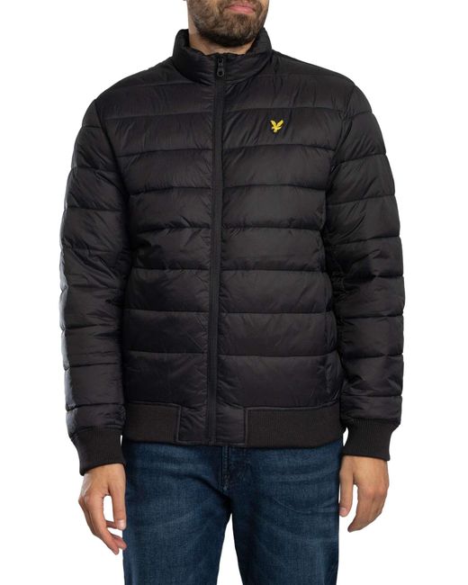 Lyle & Scott Black Funnel Neck Wadded Jacket for men