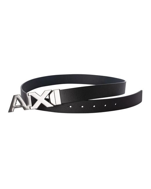 Armani Exchange Black Ax Plate Buckle Belt for men