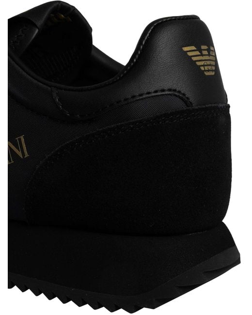 EA7 Black Big Logo Trainers for men