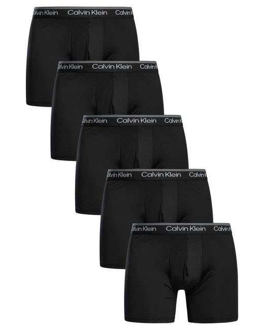 Calvin Klein Black 5 Pack Microfiber Stretch Boxer Briefs for men