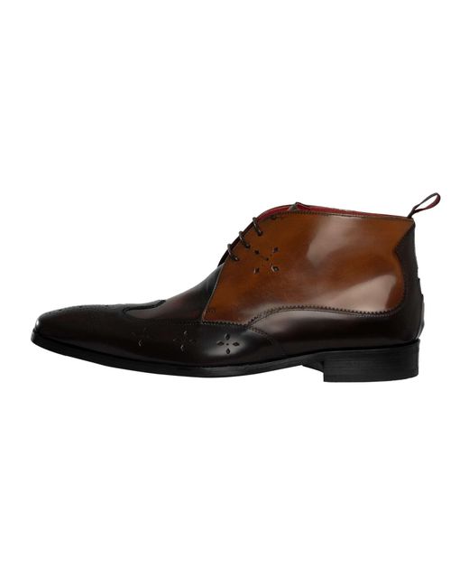 Jeffery West Brown Brogue Leather Boots for men