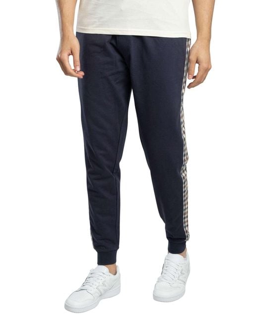 Aquascutum Blue Club Check Details Joggers for men