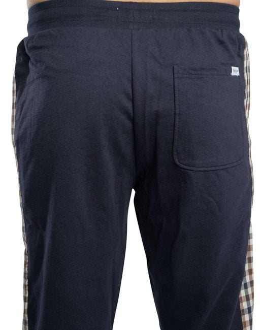 Aquascutum Blue Club Check Details Joggers for men