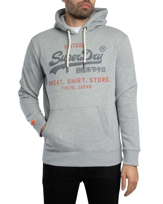 Superdry Gray Vintage Logo Heritage Relaxed Pullover Hoodie for men
