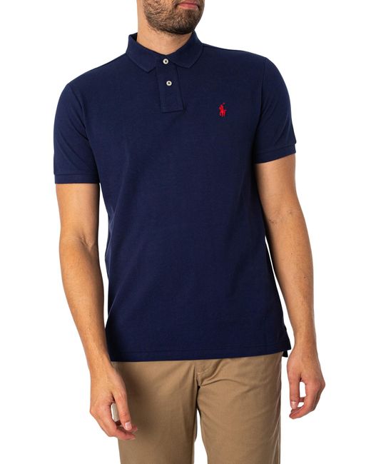 Polo Ralph Lauren Blue Slim Polo Shirt for men
