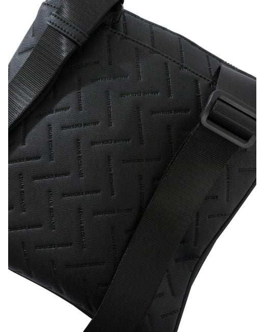 ARMANI EXCHANGE Black Embedded Brand Messenger Bag for men
