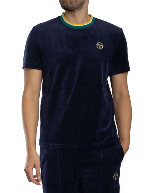 Sergio Tacchini Blue Monte Velour T-shirt for men