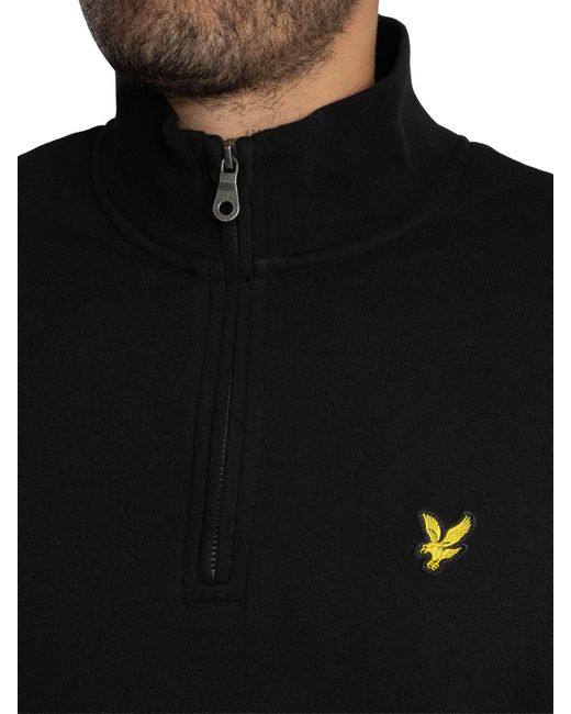 Lyle & Scott Black Loopback Quarter Zip Sweatshirt for men