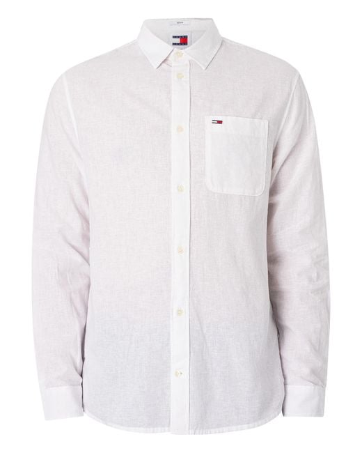 Tommy Hilfiger White Linen Blend Shirt for men