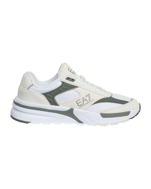 EA7 White Brand Mesh Trainers for men
