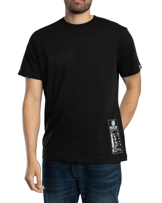Replay Black Back Graphic T-shirt for men