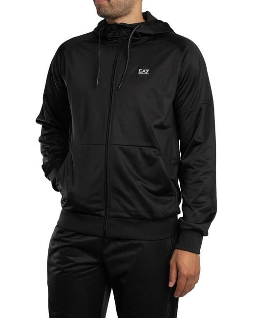 EA7 Black Gym Zip Hoodie Tracksuit for men