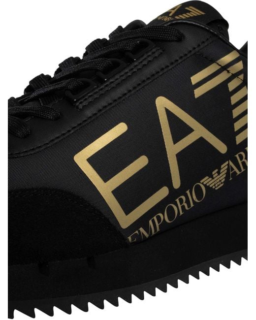 EA7 Black Big Logo Trainers for men