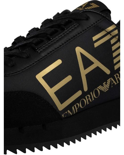 EA7 Black Big Logo Trainers for men