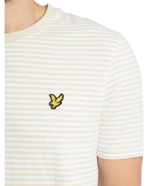 Lyle & Scott White Linen Blend Breton Stripe T-shirt for men