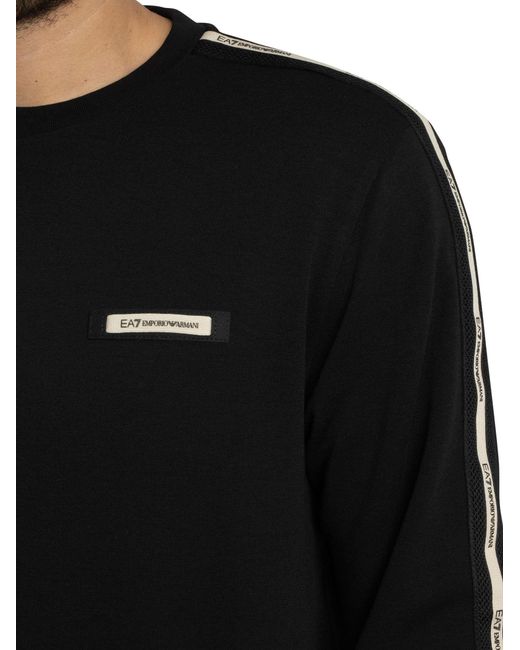 EA7 Black Brand Rib Sweatshirt for men