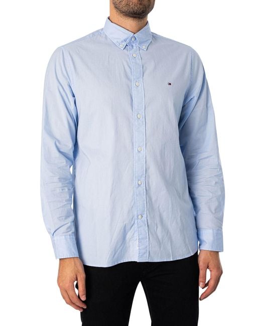 Tommy Hilfiger Blue Flex Poplin Regular Shirt for men