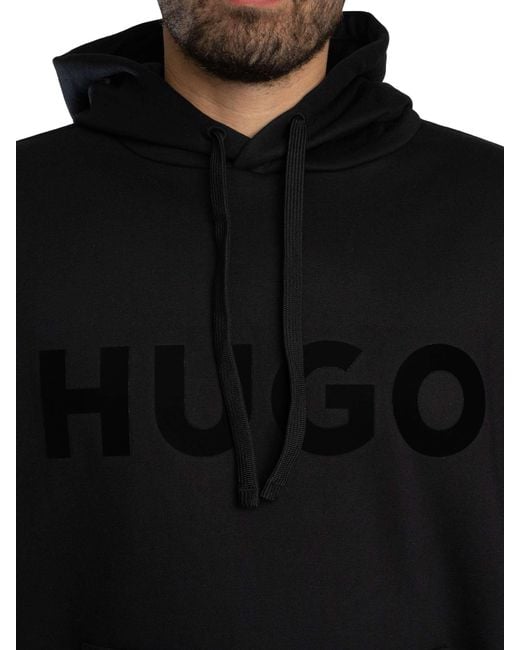 HUGO Black Ditchie Big Logo Pullover Hoodie for men
