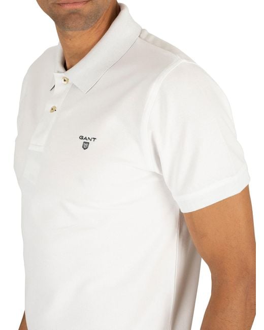 GANT Cotton Contrast Collar Pique Rugger Polo Shirt in White for Men | Lyst