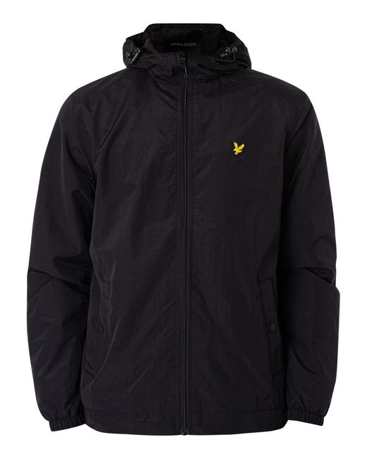 Lyle & Scott Black Zip Through Hooded Jacket for men