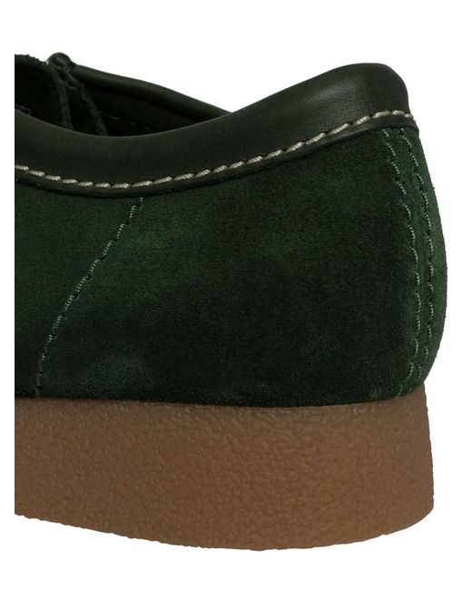 Clarks Green Wallabee Evo Suede Shoes for men