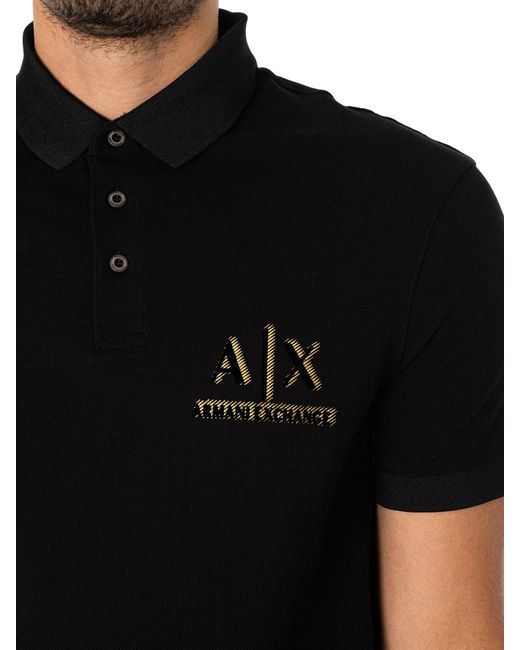 Armani Exchange Black Chest Logo Polo Shirt for men
