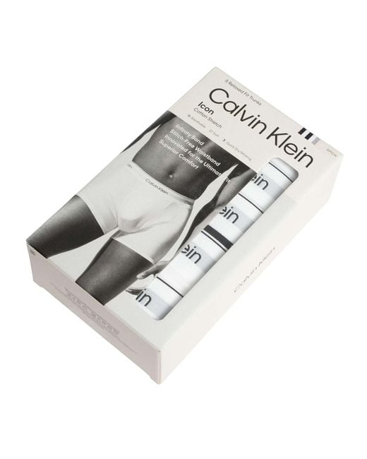 Calvin Klein White 5 Pack Relaxed Fit Trunks for men