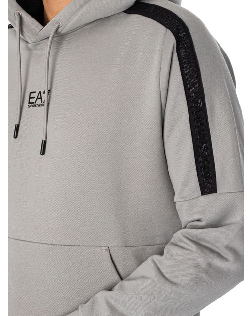 EA7 Gray Centre Logo Pullover Hoodie for men