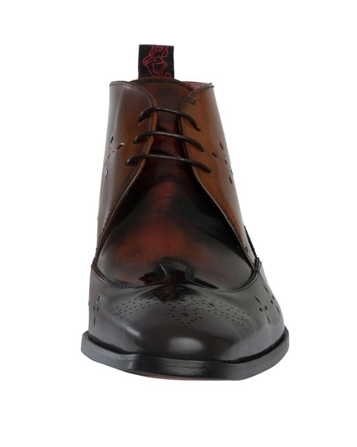 Jeffery West Brown Brogue Leather Boots for men
