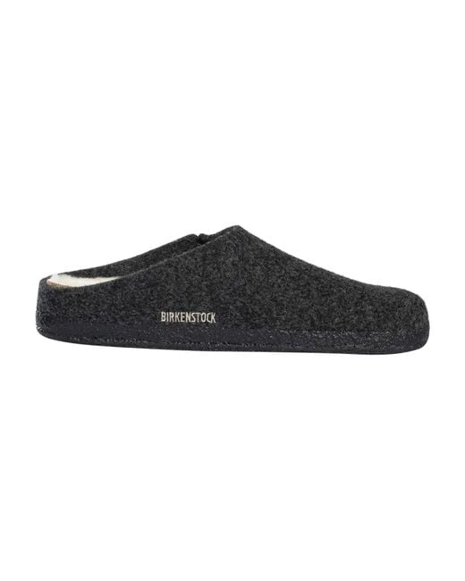 Birkenstock Black Zermatt Rivet Wool Felt Slippers for men