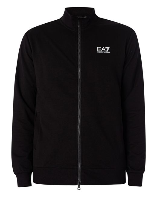 EA7 Black Chest Logo Zip Tracksuit for men