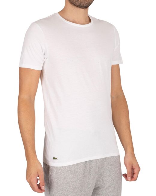 Lacoste Essentials Lounge 3 Pack Slim Crew T-shirts in White for Men | Lyst