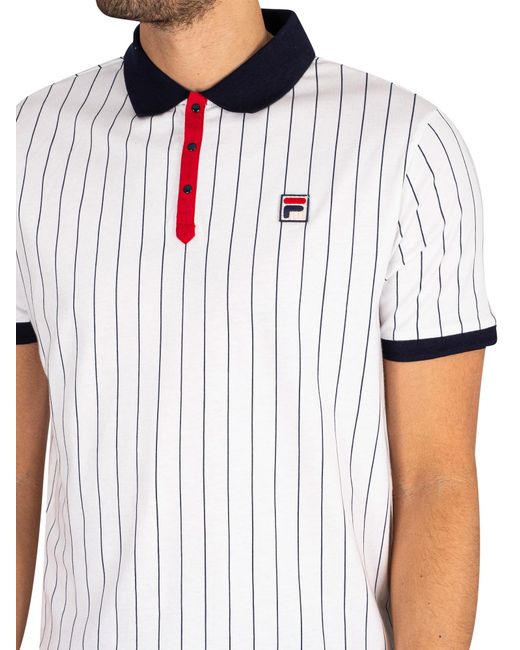 Fila White Classic Vintage Stripped Polo Shirt for men