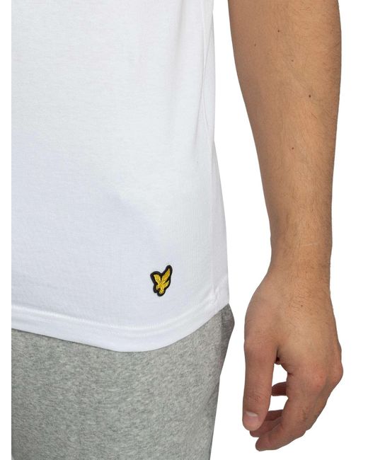 Lyle & Scott White 3 Pack Basic Lounge V Neck T-shirt for men