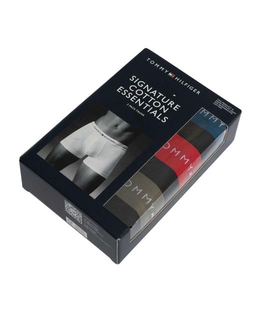 Tommy Hilfiger Black 3 Pack Signature Cotton Essentials Trunks for men