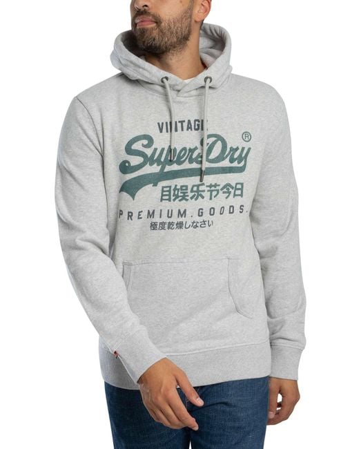 Superdry Gray Vintage Duo Classic Pullover Hoodie for men