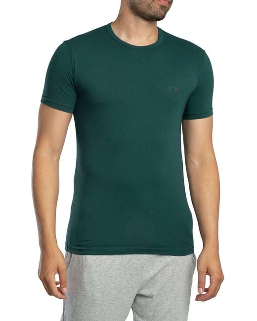 Emporio Armani Green 2 Pack Lounge Crew Neck Fitted T-shirt for men