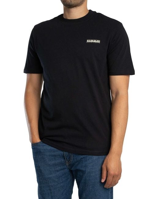 Napapijri Black Relaxed Small Box Logo T-shirt for men