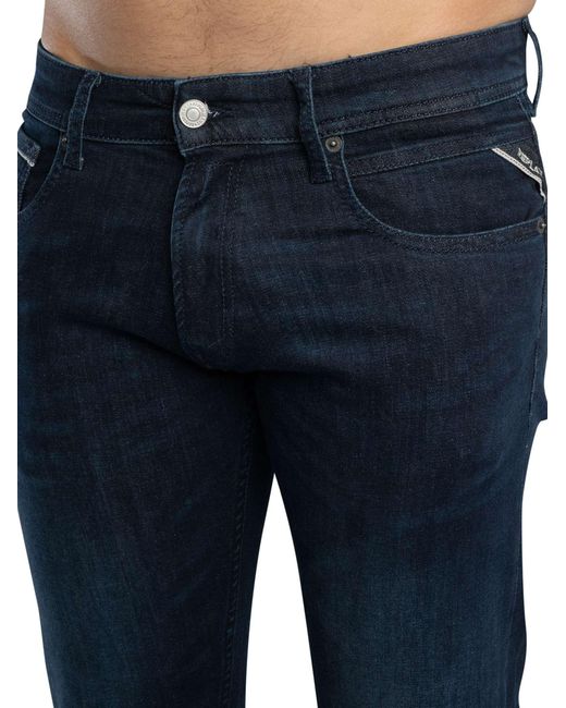 Replay Blue Men's Grover Straight-fit Jeans With Stretch for men