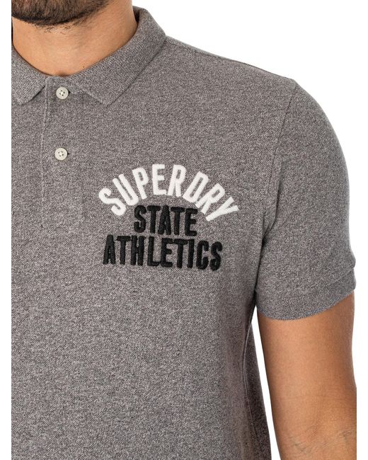 Superdry Gray Applique Classic Fit Polo Shirt for men