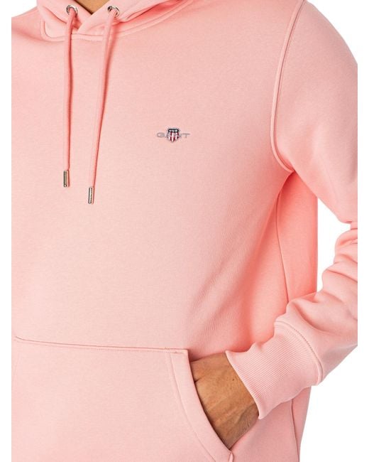 Gant Pink Regular Shield Pullover Hoodie for men