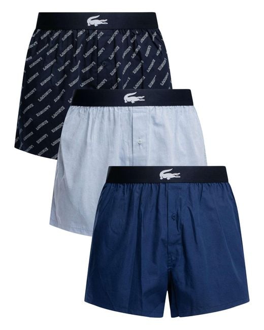 Lacoste Blue 3 Pack Woven Boxers for men
