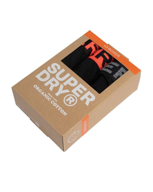 Superdry Black 3 Pack Organic Cotton Boxer Briefs for men