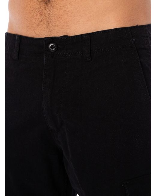 Jack & Jones Black Kane Barkley Loose Cargo Trousers for men