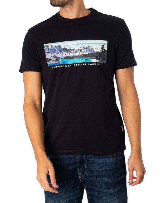 Napapijri Black Canada Graphic T-shirt for men