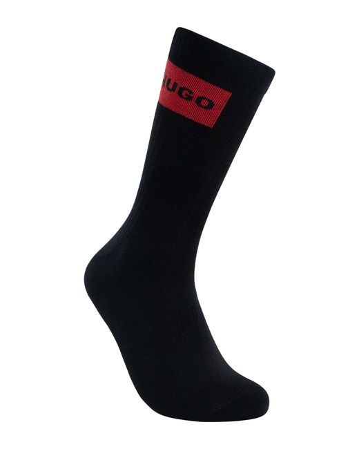 HUGO Black 3 Pack Label Quarter Socks for men