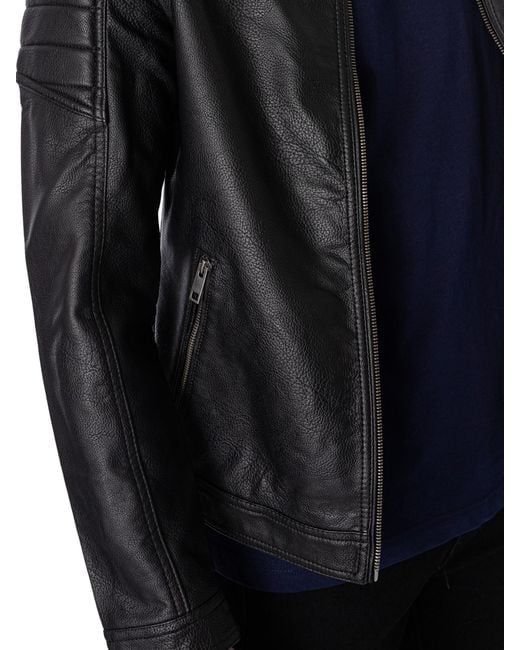 Jack & Jones Black Rocky Leather Jacket for men