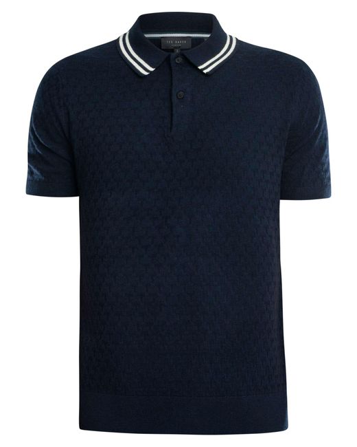 Ted Baker Blue Regular Stitched Polo Shirt for men