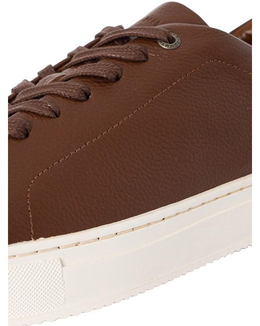 Tommy Hilfiger Brown Premium Cupsole Grained Leather Trainers for men