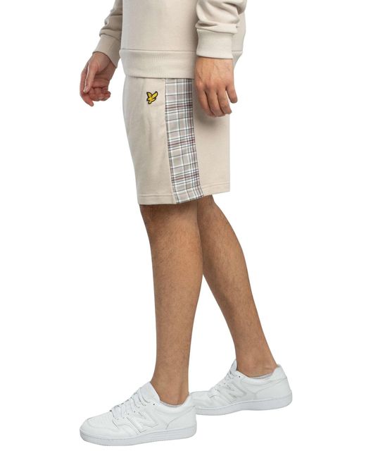 Lyle & Scott Natural Check Panelled Sweat Shorts for men